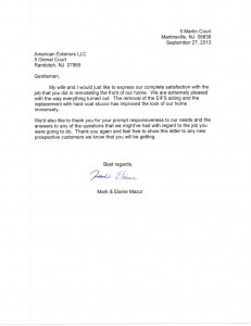Letter of recommendation from satisfied customer!